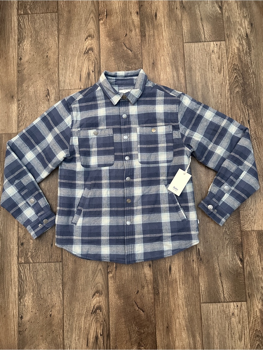 Katin Harold Sherpa Lined Flannel Cotton Shirt Jacket Men’s Sz S Plaid Blue